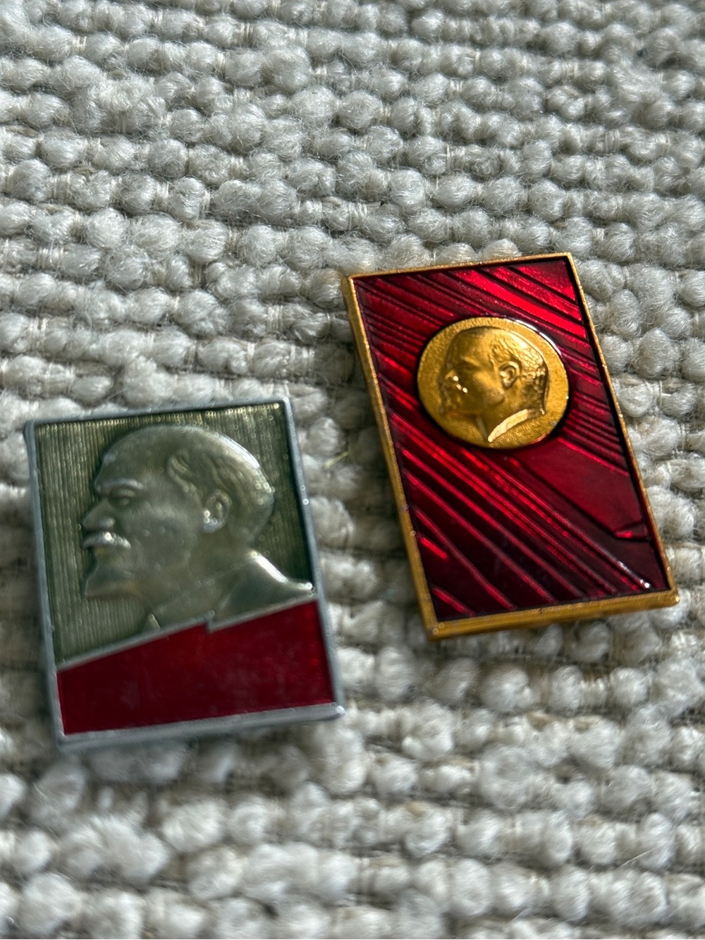 Vintage USSR Lenin Pin Lot of 2 Soviet Communist Enamel Badges Collectible set